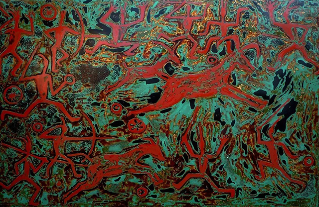 《遠(yuǎn)古余音之獵宴》60×40cm （參展作品）.jpg